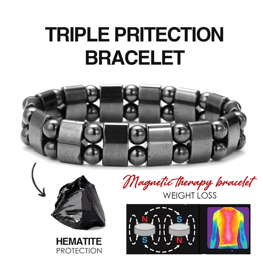 SANSHI Armband, Hämatit-Perlen, Edelstahl, Schwarz, Unisex - Bild 2