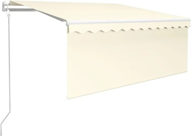 Furnicato Automatisch Einziehbare Markise mit Volant in Creme, UV- und Wasserbeständig, B x H: 3,5 x 2,5 m - Bild 1