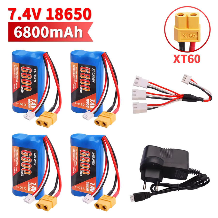 Henglong Li-Ion Akku 2S 7,4 V 6800 mAh mit XT60 Anschluss für 1/16 RC Panzer Blau - Bild 3
