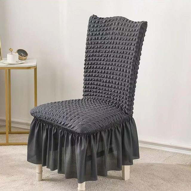 Abnehmbare Stretch Esszimmerstuhlbezüge mit Rock in Grau für Parsons Stühle - Bild 1