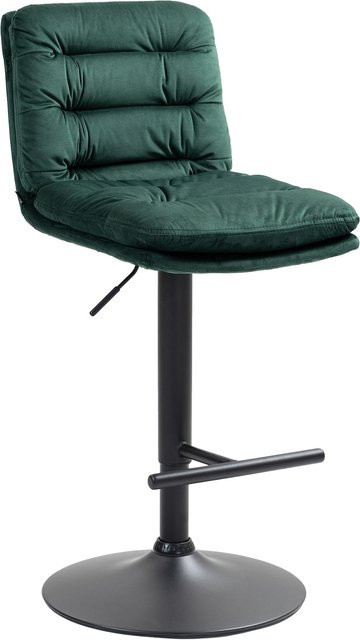 CLP Barhocker Damar mit Samtbezug, höhenverstellbarer und drehbarer Barstuhl mit Rückenlehne und Fußstütze in modernem Design - Bild 1