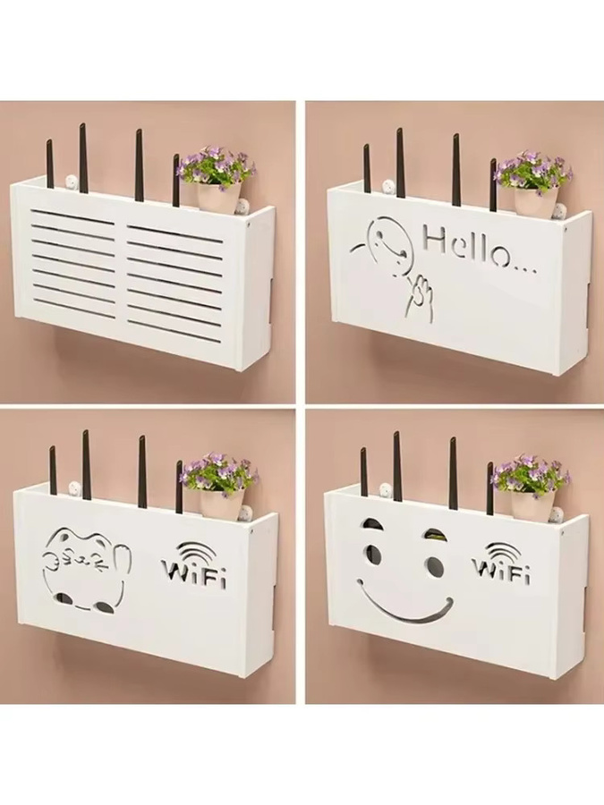 luxuglow Router-Aufbewahrungsbox Weiß zur Wandmontage als WLAN- und Kabelorganizer für das Wohnzimmer - Bild 3