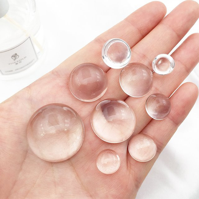 Glas-Cabochon, rund/oval/quadratisch, transparent, Weiß, Unisex - Bild 1