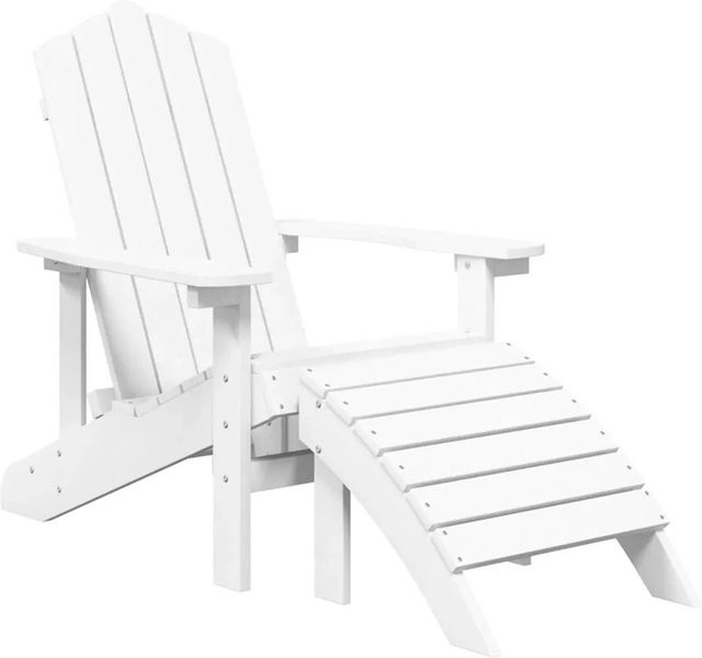Furnicato Adirondack Gartenstuhl mit Fußstütze aus HDPE in Weiß - Bild 1