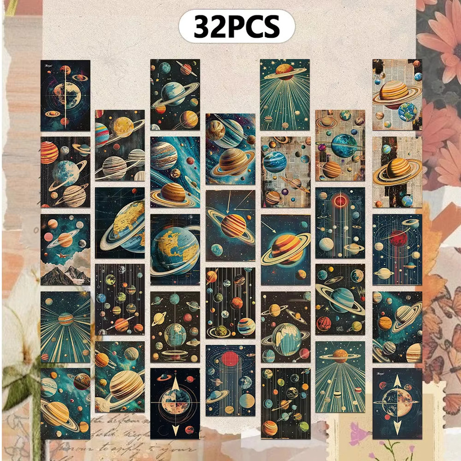 32 Stück Vintage-Postkarten mit Himmelsuniversum Motiv in Schwarz und Multicolour aus Papier für DIY-Projekte - Bild 3