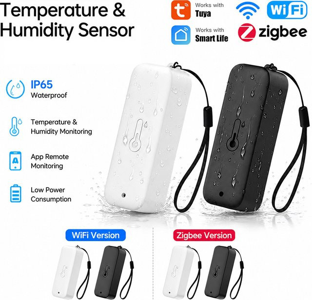 Tuya Smart WiFi Zigbee Wetterstation mit IP65 Außentemperatur- und Feuchtigkeitssensor, kompatibel mit Google Assistant - Bild 1
