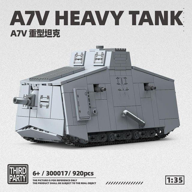 Militärische Bausteinspielzeuge A7V schwerer Panzer, ARMOURED AA LORRY Flugabwehr-Panzerfahrzeug, M3A1 Stuart, Fahrzeuge, ab 14 Jahren - Bild 1