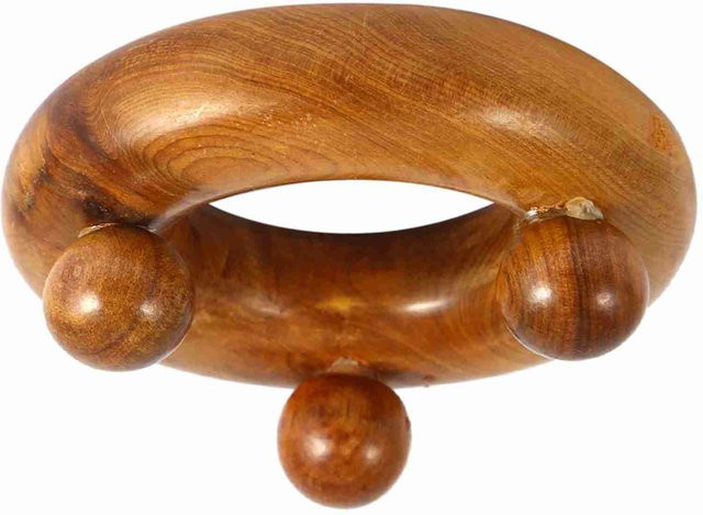 Thailändisches Reflexologie-Massagegerät aus Holz, Sechseckig, Braun - Bild 1