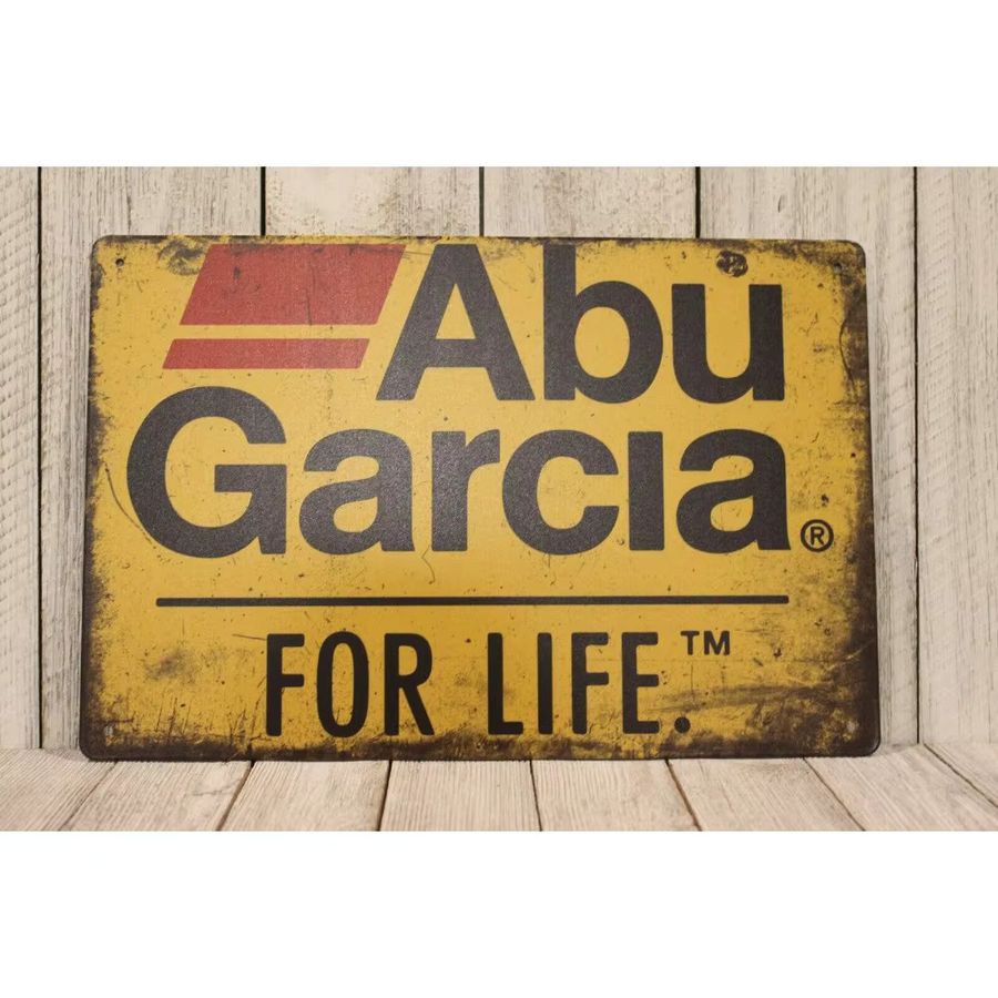 Abu Garcia Vintage Blechschild mit Angelrutenrolle und Fisch Motiv, rechteckig, Breite: 20 cm, Höhe: 20 cm - Bild 2