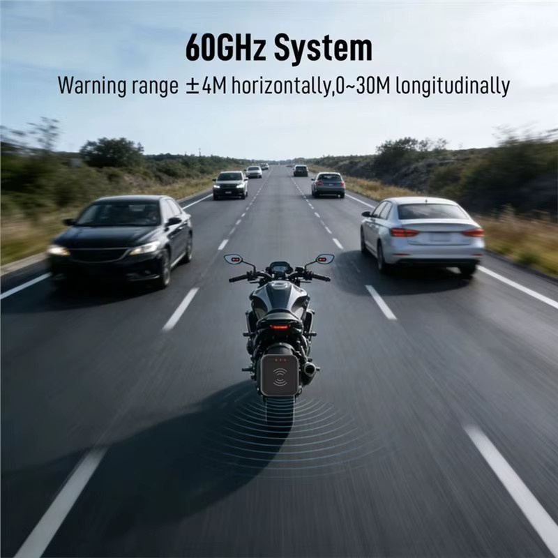Stable-Moto Warnsystem 60GHz BSD-Radar Sicherheitskit für Motorräder mit Totwinkel-Überwachung und Spurwechselassistent, Schwarz, IP67 Wasserdicht - Bild 5