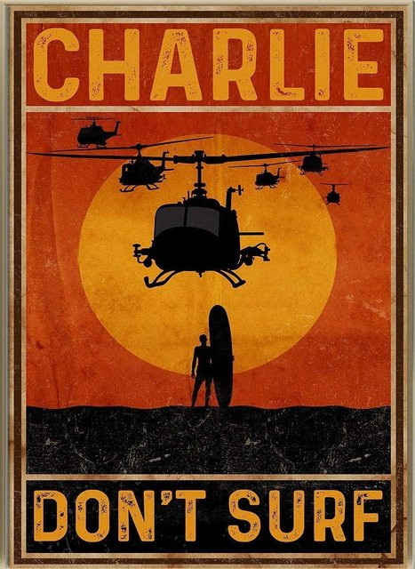 Krouterebs Vintage Blechschild Charlie Don't Surf in Multicolour als Retro-Metallschild - Bild 1