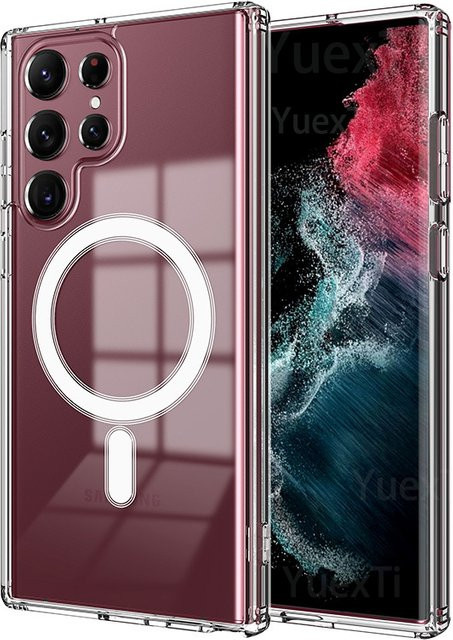 Stoßfeste MagSafe Magnet Schutzhülle für Samsung Galaxy S24 S23 S22 Plus Ultra in Transparent für kabelloses Laden - Bild 1