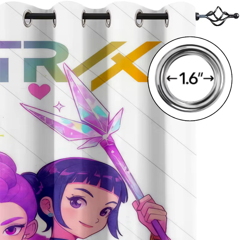Hasbro Kpop Cartoon Girls Verdunkelungsvorhänge mit Ösen, 2er-Set, Mehrfarbig - Bild 2