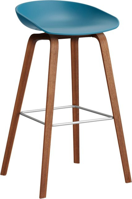 HAY About A Stool AAS 32 Hocker in Blau mit Eichenholz oder Walnussholz und Polypropylen - Bild 1