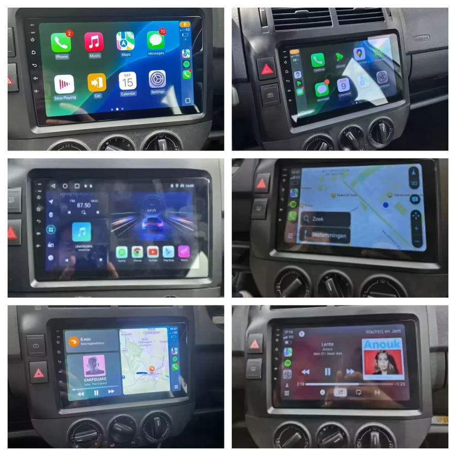 Junsun Kabelloses CarPlay und Android Auto Autoradio für VW Volkswagen Polo Mk4 2001-2011, 2 DIN Multimedia-Stereoanlage in Schwarz mit GPS, Bluetooth, integriertem Lüfter und IPS-Bildschirm - Bild 2