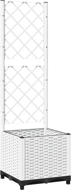 vidaXL Pflanzkübel mit Rankgitter Weiß, B/T/H: 40 x 40 x 136 cm - Bild 1