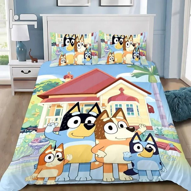 Allbestart Bettwäscheset Bluey Bandit Chilli mit Bettbezug und Kissenbezug, Mehrfarbig, B/B: 228 x 228 cm - Bild 1