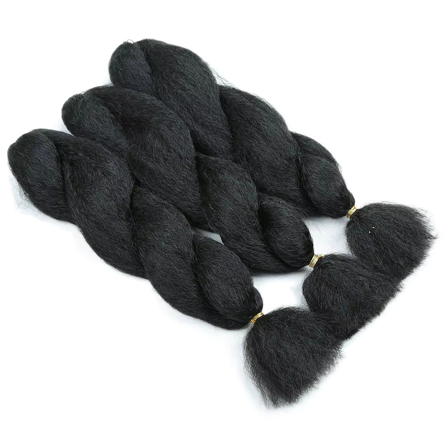 Alibaby Häkel-Füchsin-Bündel, 66 cm, synthetisches Häkelhaar, Schwarz - Bild 4