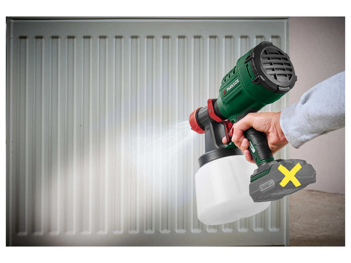 Parkside 20 V Akku-Farbspritzpistole PFSA 20-Li B2 in Grün mit HVLP-Technologie, einstellbarem Sprühmuster und variabler Durchflussmenge für Lack und Glasur - Bild 2
