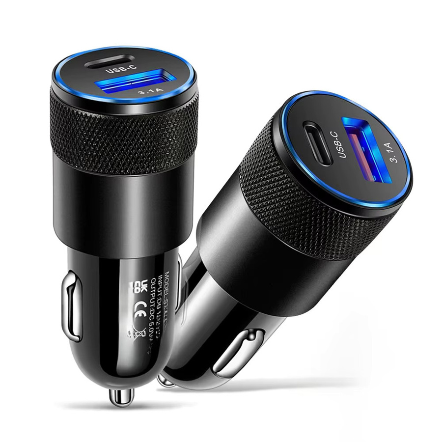 PD 12 W USB-Autoladegerät mit zwei Anschlüssen inklusive USB-C Adapter in Schwarz für iPhone, Xiaomi, Huawei und Samsung - Bild 6
