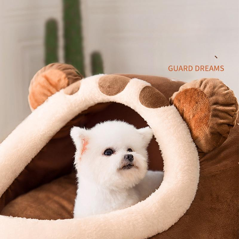 Warme Hundehütte Teddy für kleine und mittelgroße Hunde und Katzen, braun, B/T/H: 31 x 30 x 28 cm - Bild 2