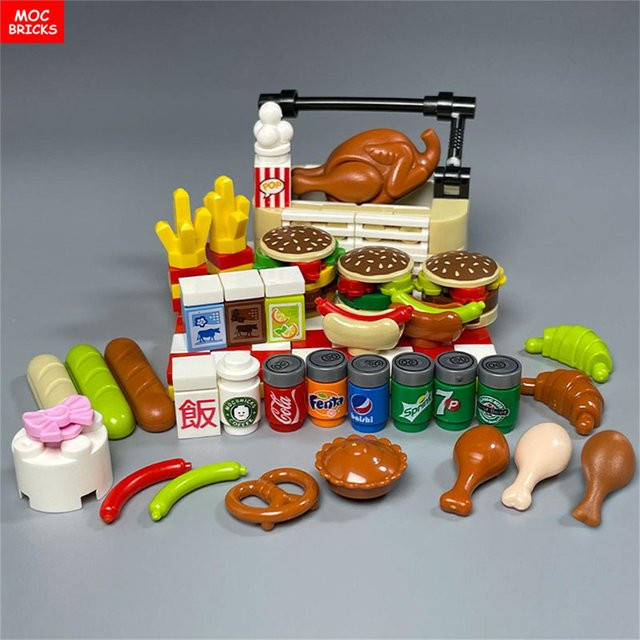 Yiran toy MOC Bausteine Festival Pizza Chip Lebensmittel Bedruckte Fliese, Zubehör - Bild 1
