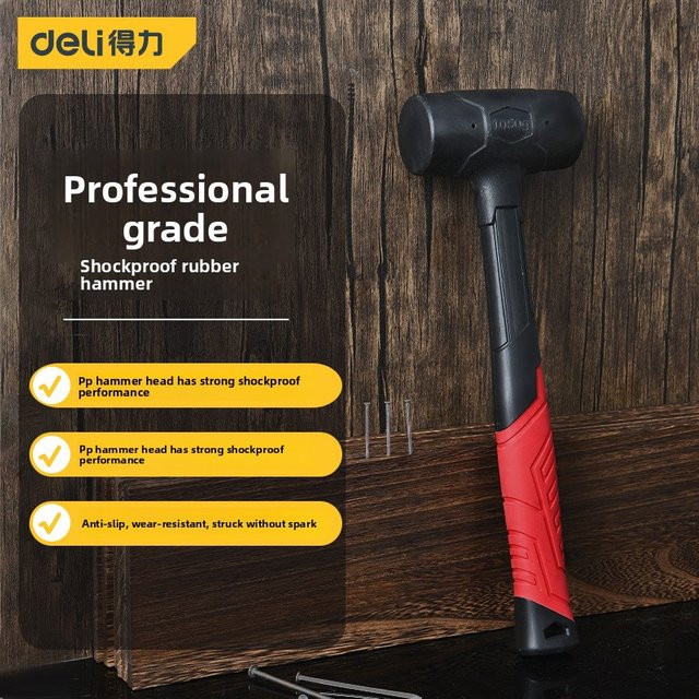Deli Professioneller stoßfester Gummihammer mit PP-Kopf und TPR-Griff als multifunktionales Hardware-Werkzeug - Bild 1