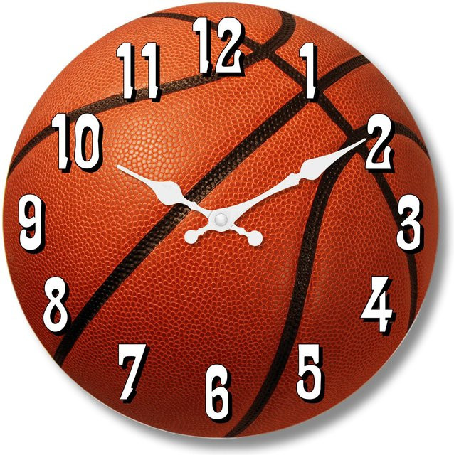 Linyi toy Wanduhr im modernen Stil mit Basketball-Motiv aus Bambusholz, Durchmesser: 25,4 cm - Bild 1