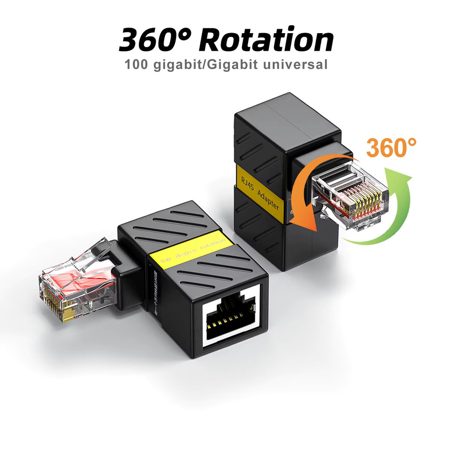 ANMONE RJ45 Gigabit Ethernet LAN Adapter, 360 Grad drehbarer 90 Grad Winkelstecker auf Buchse, Schwarz - Bild 2