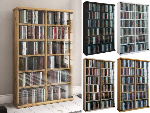 VCM CD Regal Roma in Eiche braun mit ESG-Sicherheitsglastüren, B/H/T: 60 x 91,5 x 18 cm - Bild 3
