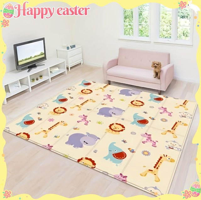 AYRA Baby-Spielmatte mit Cartoon-Muster, faltbar und wasserdicht, multicolor - Bild 1