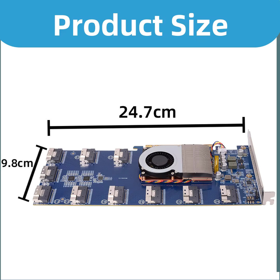 SPEEDIER PCIe 4.0 Switch Erweiterungskarte PLX88096 mit 6-Port und 10-Port Optionen, X16, SFF8654, Blau - Bild 3