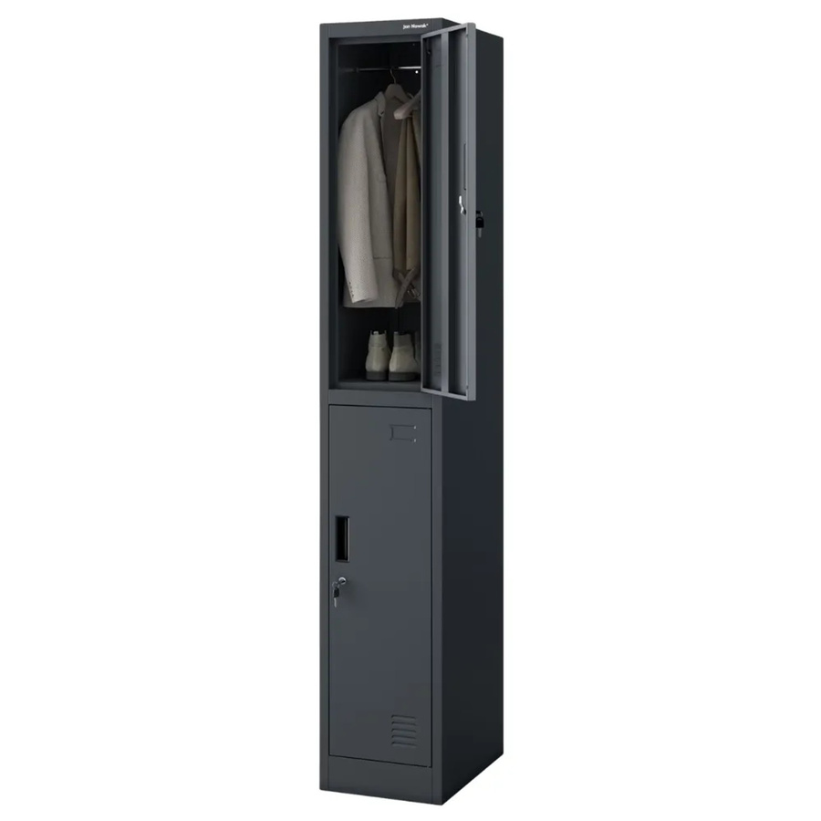 JAN NOWAK Umkleideschrank IGOR Spind mit 2 Abteilen in Anthrazit, H: 185 cm, B: 31,7 cm, T: 45 cm - Bild 2