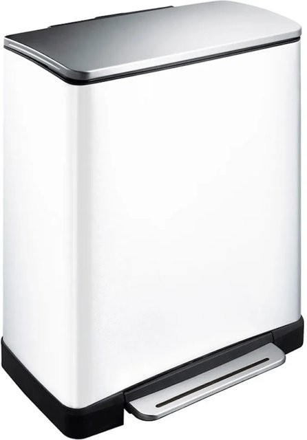 PROREGAL Treteimer Weiß mit Edelstahldeckel und 2 Inneneimern, 46 Liter, H x B x T: 65 x 50 x 34,5 cm - Bild 1