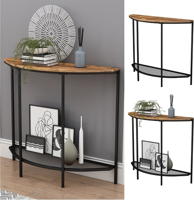 Vicco Wohnzimmertisch Fyrk in Eiche und Schwarz mit offener Ablage, Breite: 92 cm, Tiefe: 81,5 cm - Bild 1