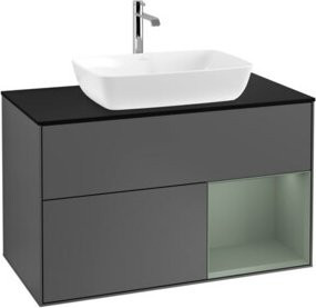 V&B Waschtischunterschrank Finion 100 Wandbeleuchtung in Anthrazit lackiert B/T/H: 100 x 50,1 x 50,1 cm - Bild 1