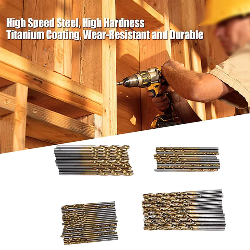50er Set LouCnloin Titanbeschichtete HSS Bohrer aus Schnellarbeitsstahl in Silber für Holz, Kunststoff und Aluminium, Durchmesser: 1 mm bis 3 mm - Bild 4