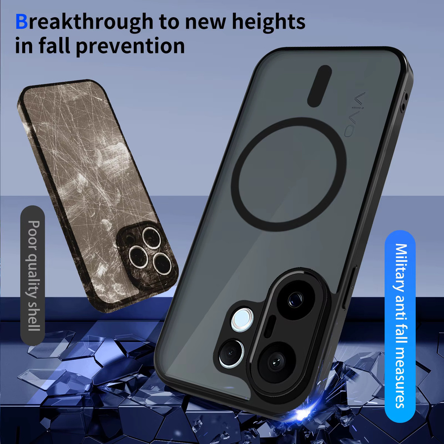 Vivo X200 FE Silikon-Handyhülle mit MagSafe, stoßfeste transparente Airbag-Schutzhülle mit harter Rückseite - Bild 6