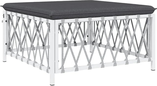 vidaXL Gartenhocker Cube in Weiß mit Textilene-Kissen und pulverbeschichtetem Stahlgestell B/T/H: 34 x 34 x 70 cm - Bild 1
