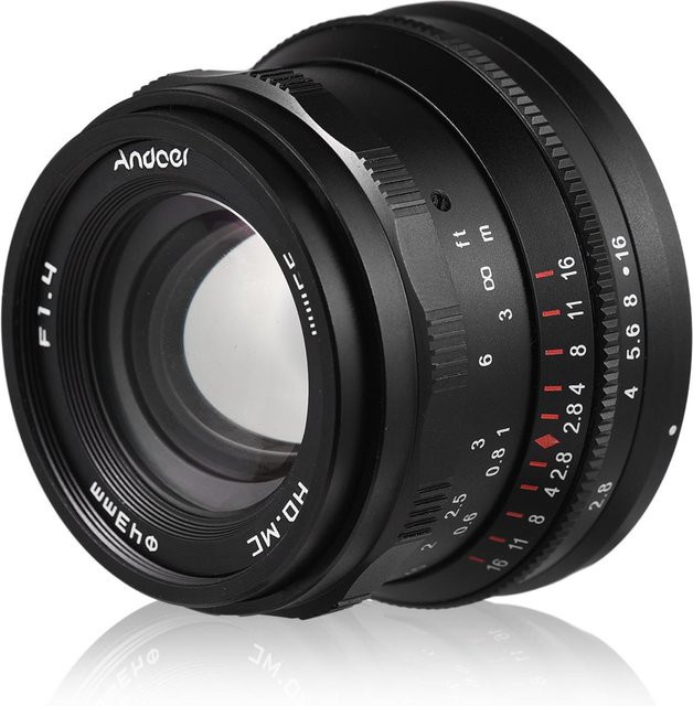 Andoer 35mm Festbrennweitenobjektiv mit Blende f/1.4 für Canon RF Vollformat, Schwarz - Bild 1