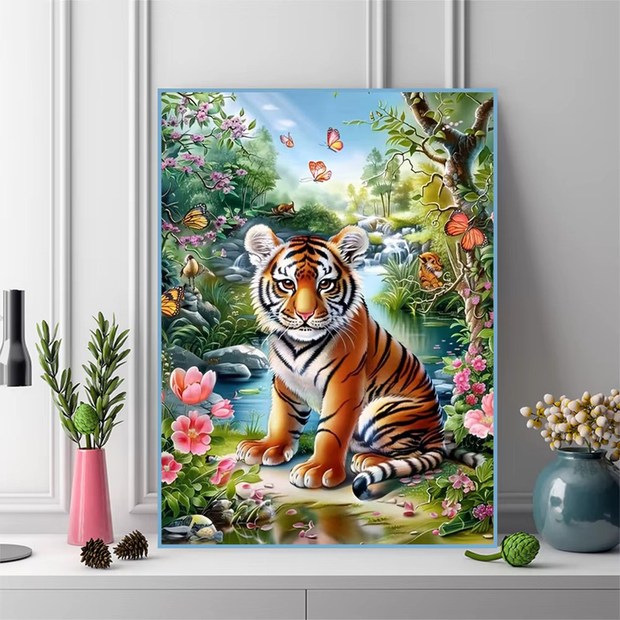 Momoart Diamantmosaik Tiger DIY Set mit runden Diamanten in Multicolour, Breite: 20,0 cm, Höhe: 30,0 cm - Bild 3
