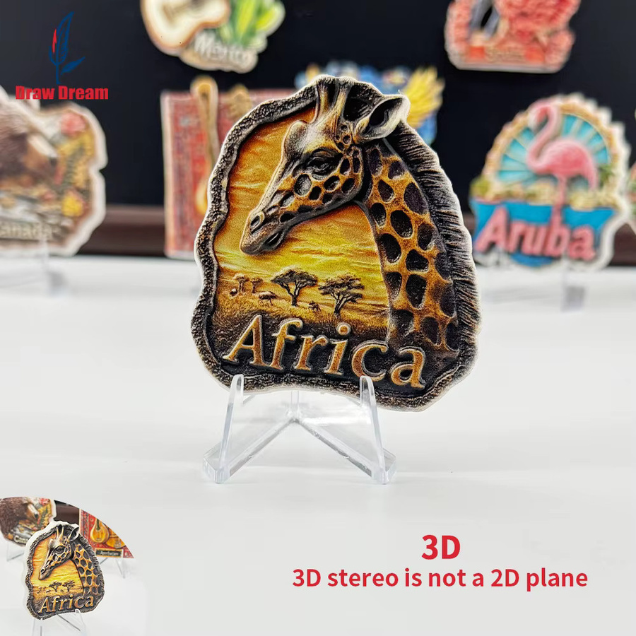 Kreativer 3D Kühlschrankmagnet Giraffe aus der Afrikanischen Savanne in Multicolour als Reise-Souvenir für dein Zuhause oder das Büro - Bild 3