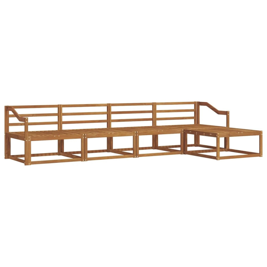 vidaXL Outdoor-Sofagarnitur 5-teilig aus Massivholz Akazie in Braun, L-Form mit Hocker und Armlehnen - Bild 2