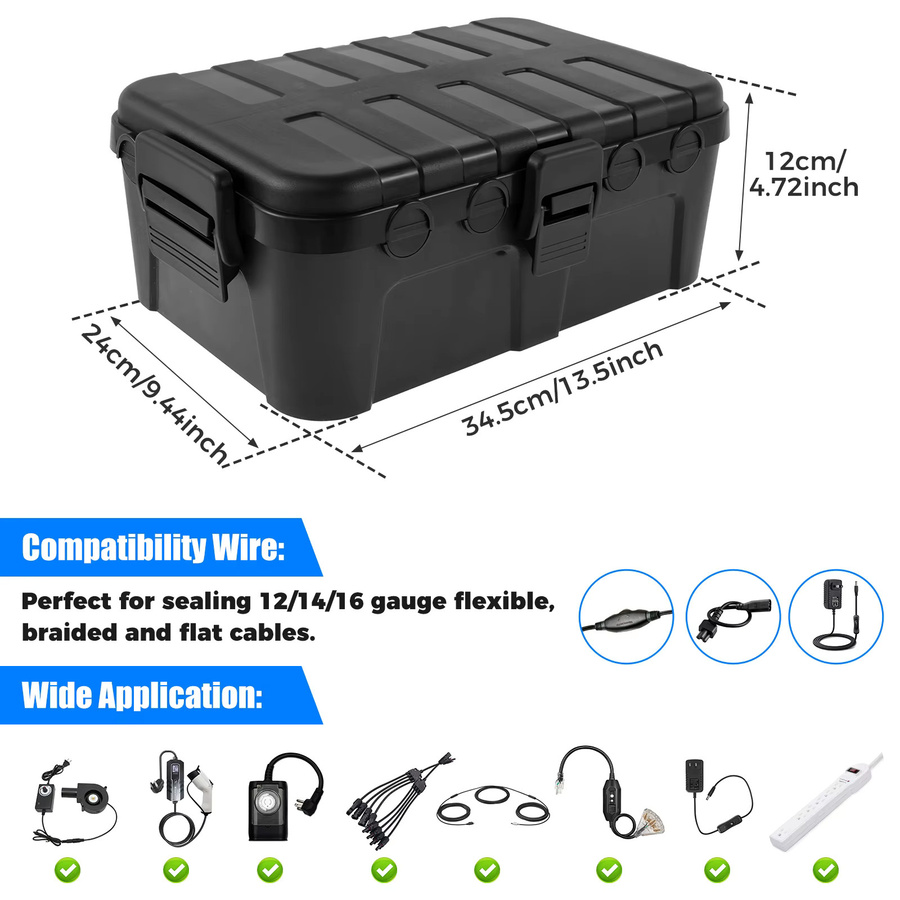 Wasserdichte elektrische Außenbox Außenstrom Cor, IP54 wetterfest, Schwarz, B/T/H: 34,5 x 24,0 x 12,0 cm - Bild 3