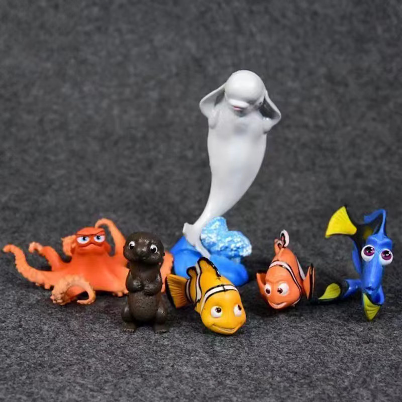Otmagelu 6-teiliges Aquarium-Dekorationsset Welt der Fische in Multicolor und Schwarz mit Thaddäus, Clownfisch und Delfin - Bild 3
