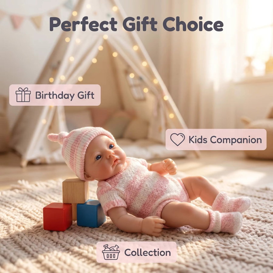 Meadow NPK Mini-Puppe, 6-Zoll, aus Platin-Silikon, mit Mini-Kleidungsstück - Bild 4