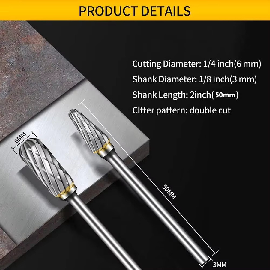 Doppelschneidiger Hartmetallfräser-Satz in Silber mit 10 Formen für Metall, Holz und Kunststoff, 1/8 Zoll Schaft zum Schneiden und Gravieren - Bild 2