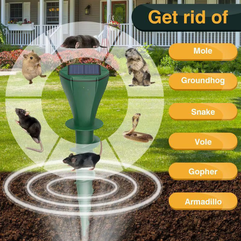 Teaglede Solar Maulwurfabwehr für den Rasen, grüner Nagetier-Repeller mit Sonic-Vibration und IP65 Wasserdichtigkeit - Bild 4