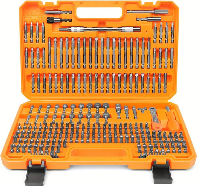 258-teiliges professionelles Schraubendreher-Bit-Set aus Chrom-Vanadium-Stahl in Orange mit Sicherheitsbohrern, Muttern-Setzern und Ratschenschlüssel - Bild 1