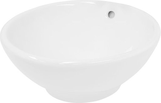 LuxeBath Aufsatzwaschbecken Rund aus Keramik in Weiß mit Überlauf, Durchmesser: 42 cm, Höhe: 17 cm - Bild 1